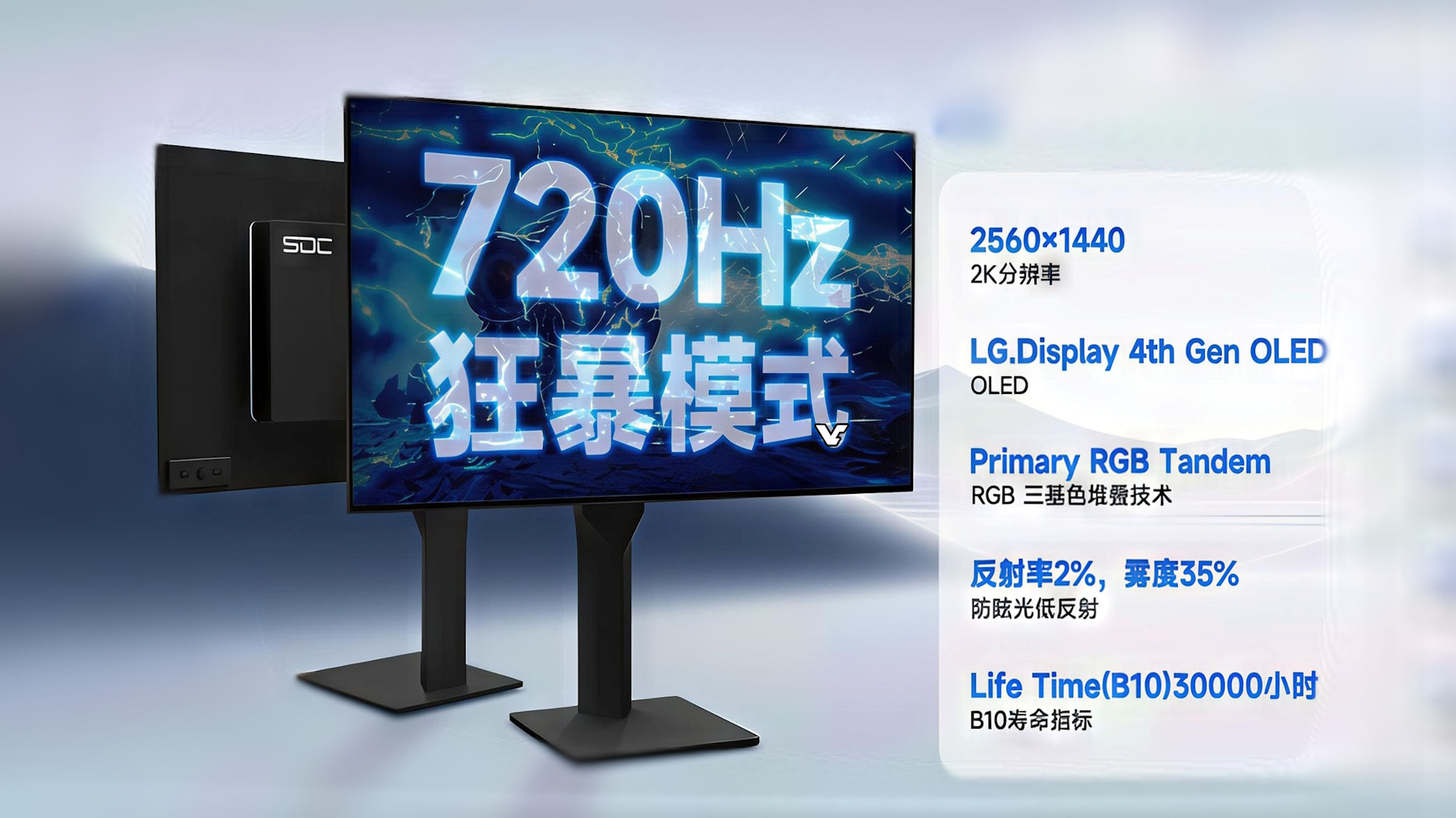 مانیتور گیمینگ OLED SDC با نرخ نوسازی 720 هرتز معرفی شد